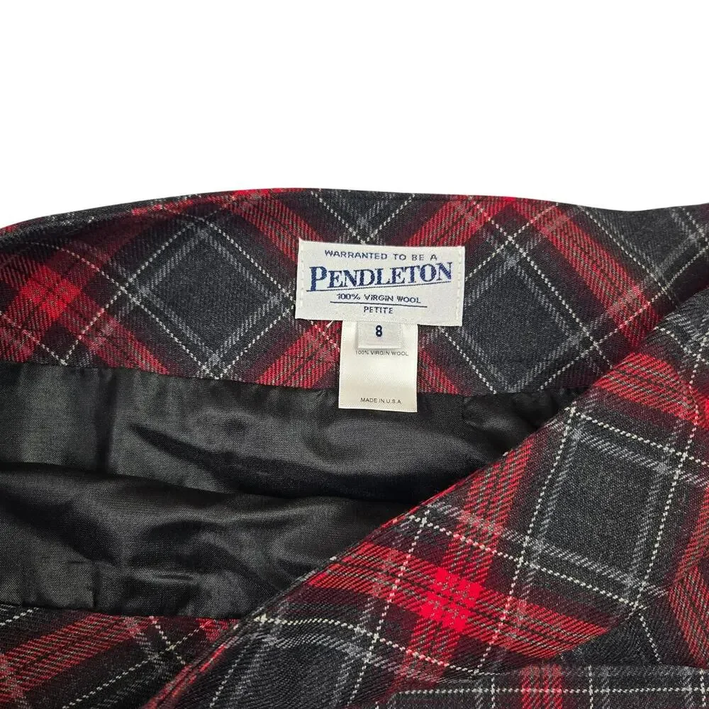 Pendleton Skirt Set Size Large Petite 8 Petite Wool Red Plaid Sweater Skirt